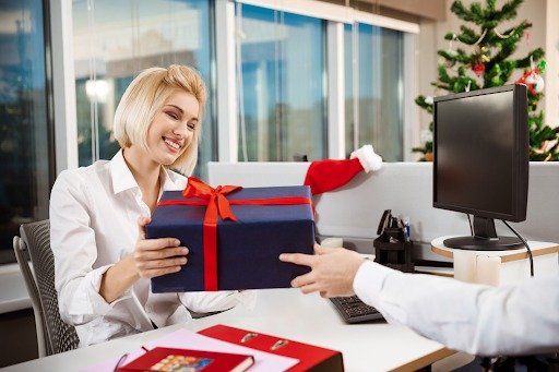 Employee Receiving a Gift at Office